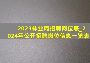 2023林业局招聘岗位表_2024年公开招聘岗位信息一览表