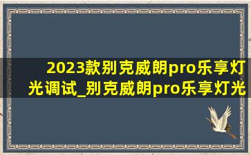 2023款别克威朗pro乐享灯光调试_别克威朗pro乐享灯光使用教程