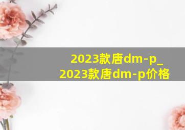 2023款唐dm-p_2023款唐dm-p价格