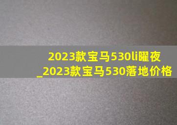 2023款宝马530li曜夜_2023款宝马530落地价格