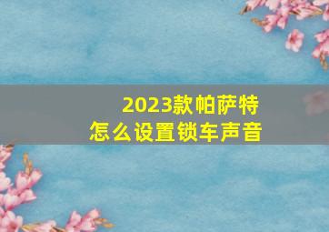 2023款帕萨特怎么设置锁车声音