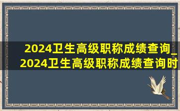 2024卫生高级职称成绩查询_2024卫生高级职称成绩查询时间