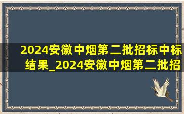 2024安徽中烟第二批招标中标结果_2024安徽中烟第二批招标结果公示