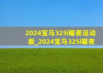 2024宝马325i曜夜运动版_2024宝马325i曜夜