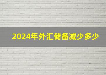 2024年外汇储备减少多少