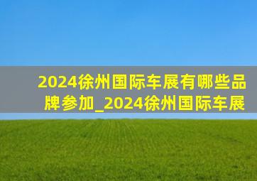 2024徐州国际车展有哪些品牌参加_2024徐州国际车展