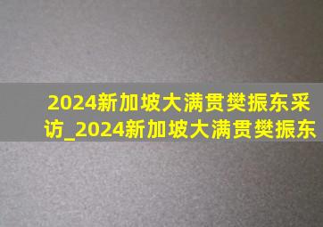 2024新加坡大满贯樊振东采访_2024新加坡大满贯樊振东