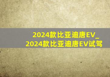 2024款比亚迪唐EV_2024款比亚迪唐EV试驾