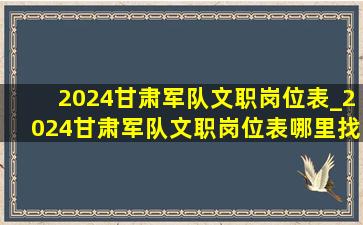 2024甘肃军队文职岗位表_2024甘肃军队文职岗位表哪里找