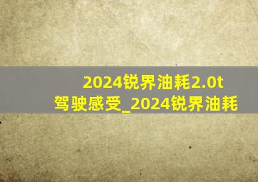 2024锐界油耗2.0t驾驶感受_2024锐界油耗