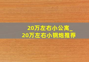 20万左右小公寓_20万左右小钢炮推荐