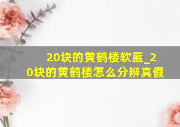 20块的黄鹤楼软蓝_20块的黄鹤楼怎么分辨真假