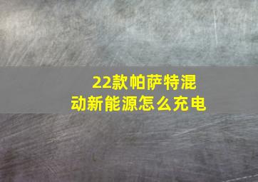 22款帕萨特混动新能源怎么充电