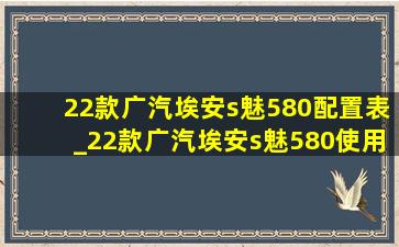 22款广汽埃安s魅580配置表_22款广汽埃安s魅580使用教程