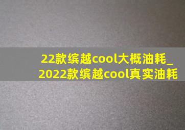 22款缤越cool大概油耗_2022款缤越cool真实油耗