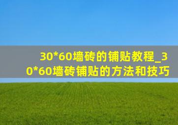 30*60墙砖的铺贴教程_30*60墙砖铺贴的方法和技巧