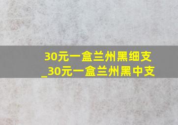 30元一盒兰州黑细支_30元一盒兰州黑中支