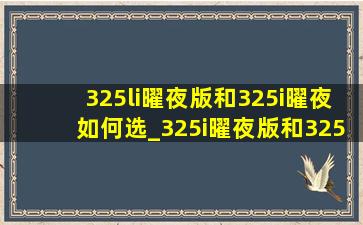 325li曜夜版和325i曜夜如何选_325i曜夜版和325li曜夜版区别