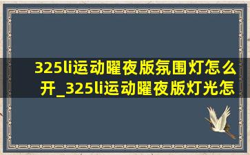 325li运动曜夜版氛围灯怎么开_325li运动曜夜版灯光怎么开