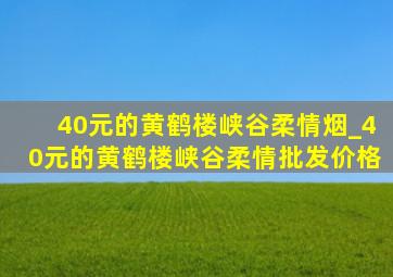 40元的黄鹤楼峡谷柔情烟_40元的黄鹤楼峡谷柔情批发价格