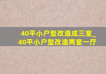 40平小户型改造成三室_40平小户型改造两室一厅