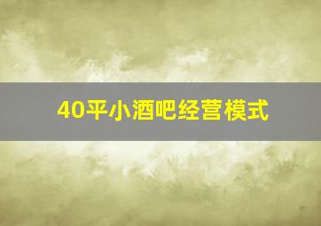 40平小酒吧经营模式