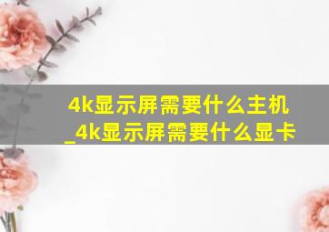 4k显示屏需要什么主机_4k显示屏需要什么显卡