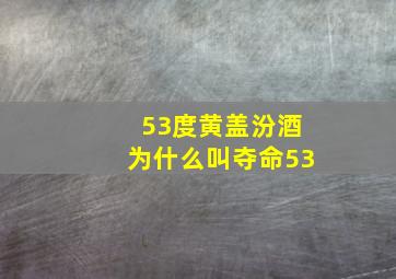 53度黄盖汾酒为什么叫夺命53