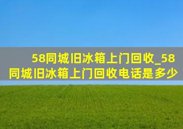 58同城旧冰箱上门回收_58同城旧冰箱上门回收电话是多少