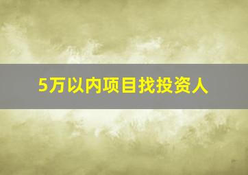 5万以内项目找投资人