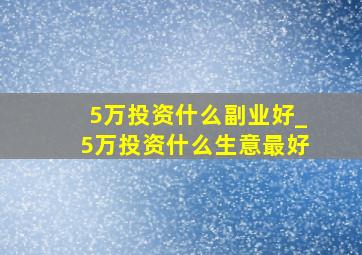 5万投资什么副业好_5万投资什么生意最好