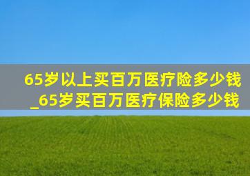 65岁以上买百万医疗险多少钱_65岁买百万医疗保险多少钱