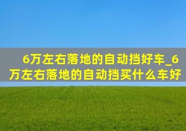 6万左右落地的自动挡好车_6万左右落地的自动挡买什么车好