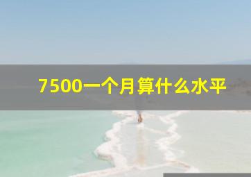 7500一个月算什么水平