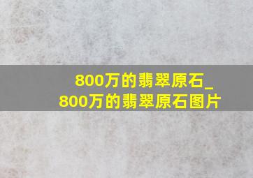 800万的翡翠原石_800万的翡翠原石图片