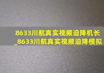 8633川航真实视频迫降机长_8633川航真实视频迫降模拟