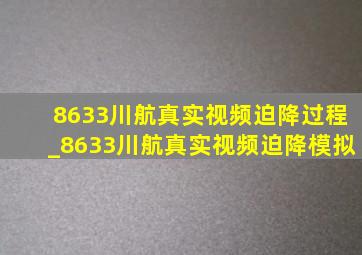 8633川航真实视频迫降过程_8633川航真实视频迫降模拟