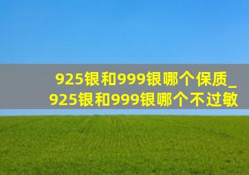 925银和999银哪个保质_925银和999银哪个不过敏