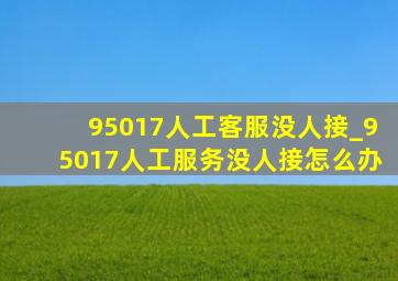 95017人工客服没人接_95017人工服务没人接怎么办