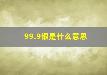 99.9银是什么意思