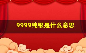 9999纯银是什么意思