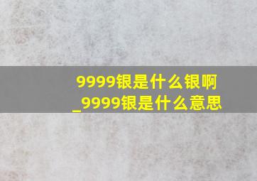 9999银是什么银啊_9999银是什么意思