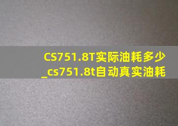 CS751.8T实际油耗多少_cs751.8t自动真实油耗
