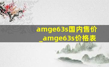 amge63s国内售价_amge63s价格表