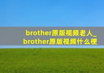 brother原版视频老人_brother原版视频什么梗