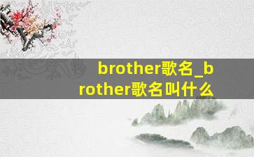 brother歌名_brother歌名叫什么