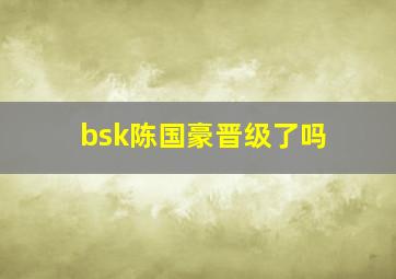 bsk陈国豪晋级了吗