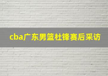 cba广东男篮杜锋赛后采访