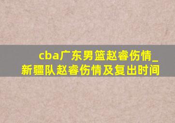 cba广东男篮赵睿伤情_新疆队赵睿伤情及复出时间