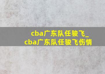 cba广东队任骏飞_cba广东队任骏飞伤情